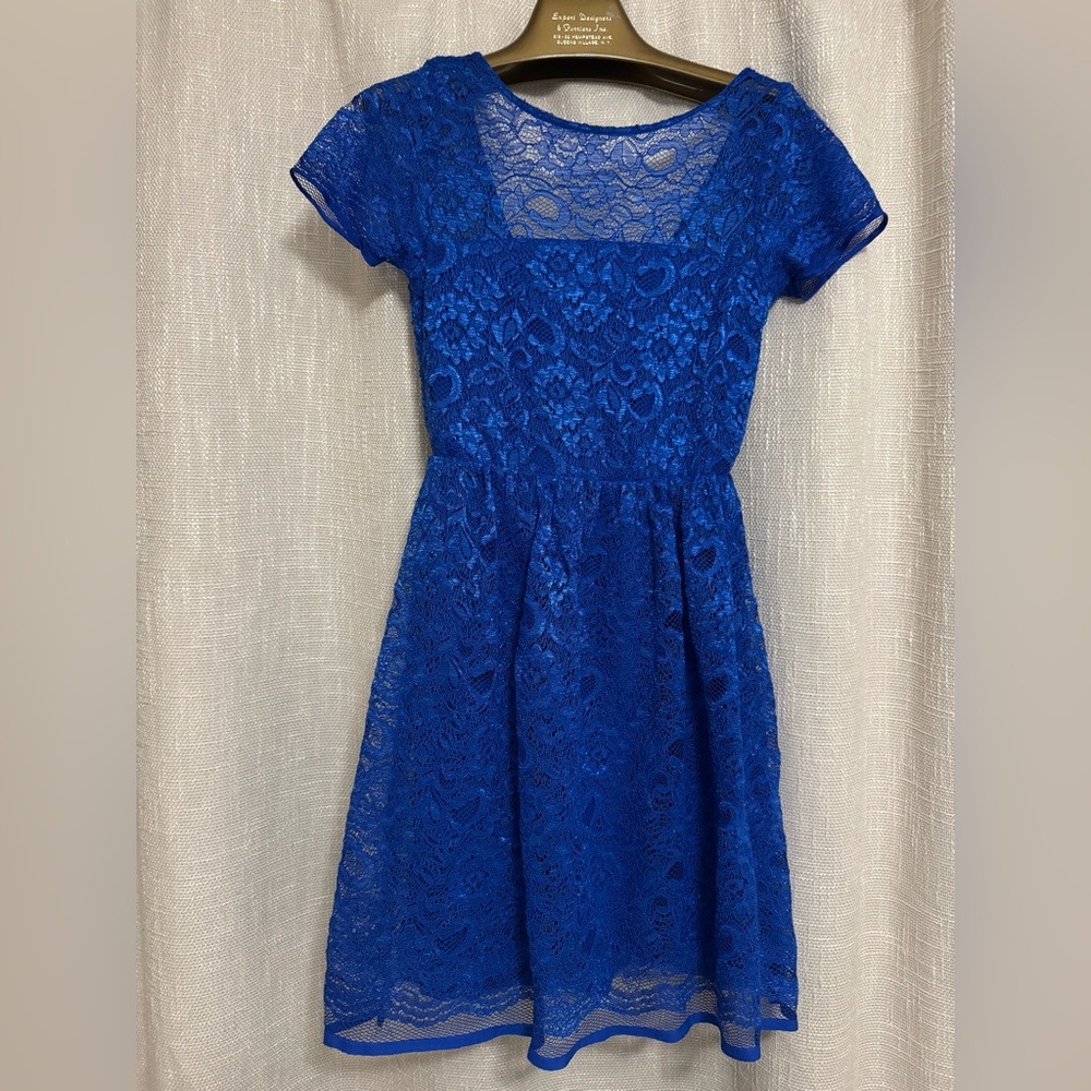 Aqua Royal Blue Lace Dress